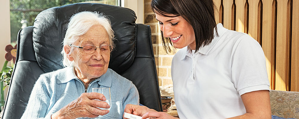 home care work with elderly lady